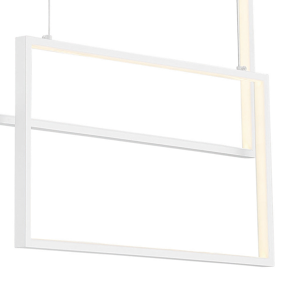 3-Light Unique Geometric LED Chandelier, White