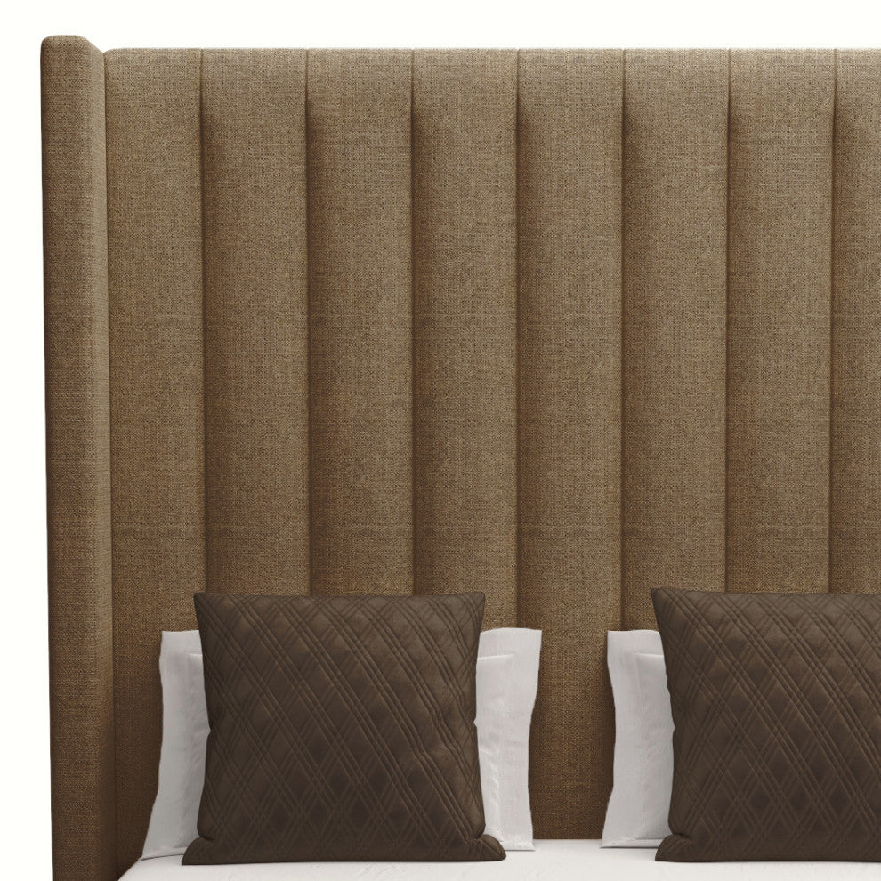 Nativa Interiors Aylet Vertical Channel Tufted Bed, Brown, Ca King, High 87"