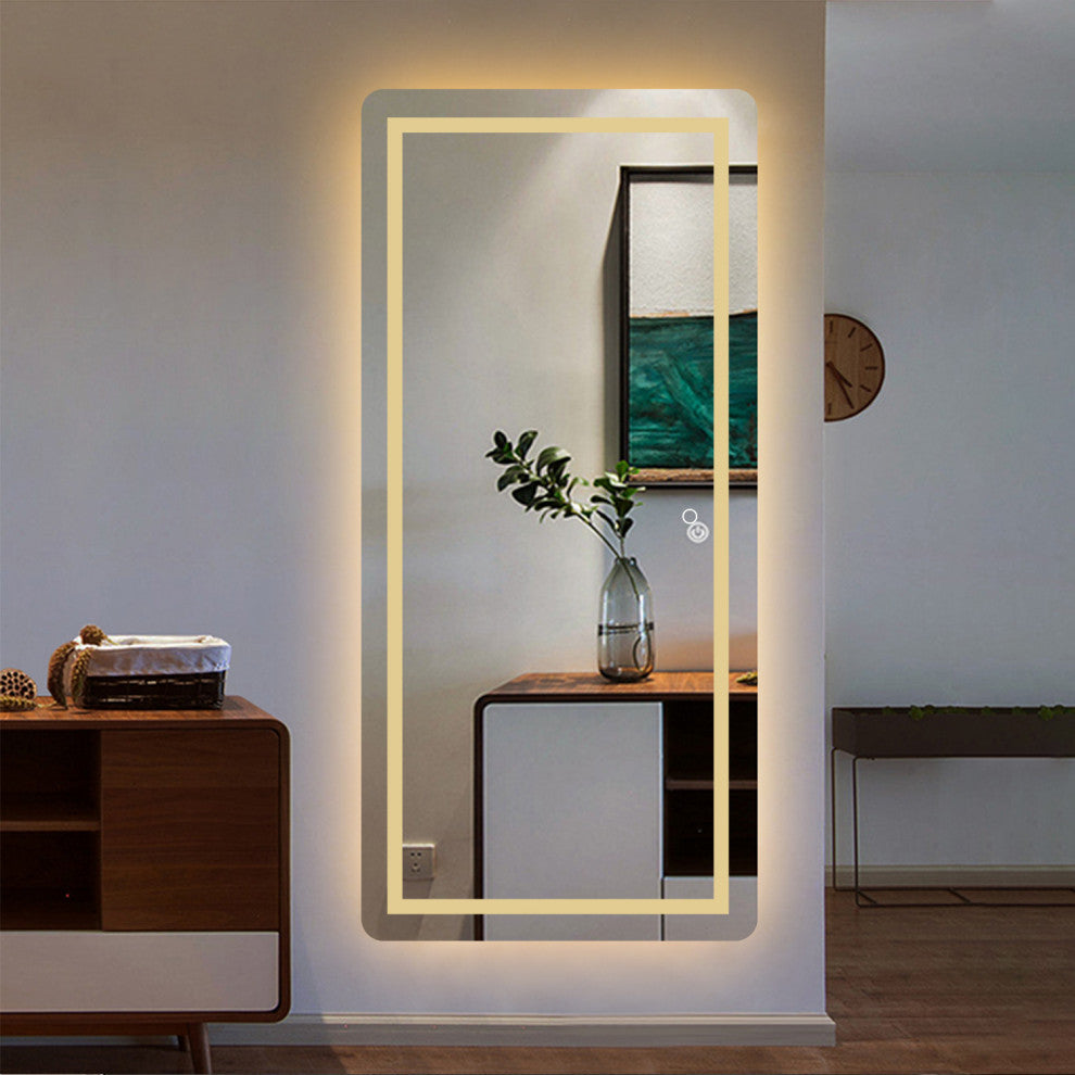 Rounded Rectangle Led Petite LED Strip Rounded Rectangle Wall Mirror