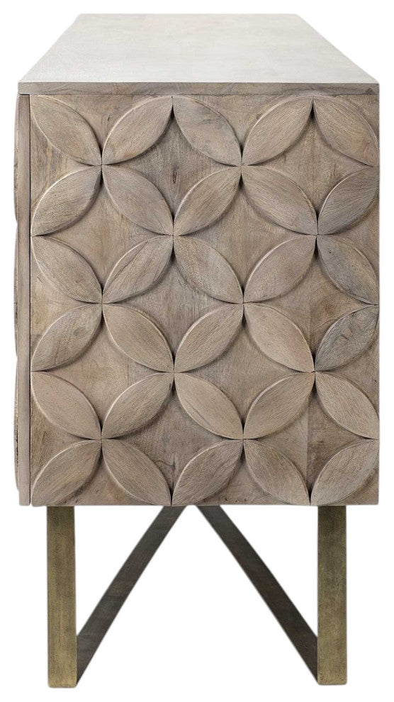 72" Light Brown Solid Wood Sideboard With Four Doors