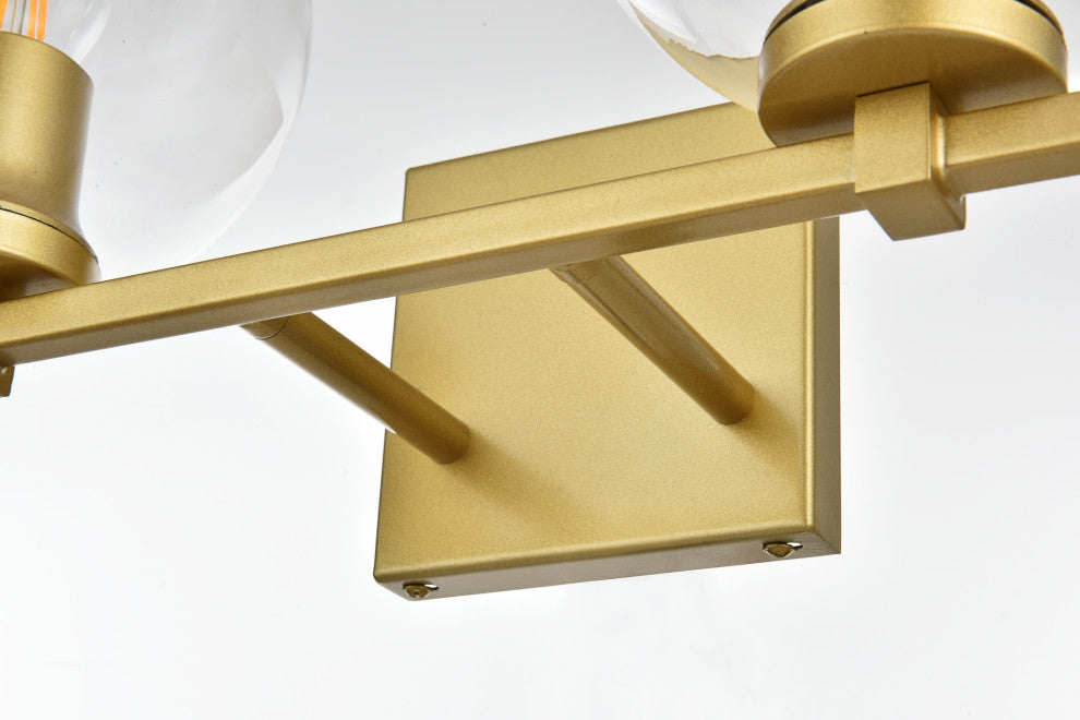 4 Light Brass And Clear Bath Sconce