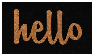 Hello Doormat Black/Natural Script, 24"x36"
