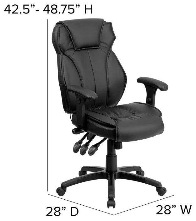 Modern Swivel Office Chair, Comfortable High Backrest With Flip-Up Arms, Black