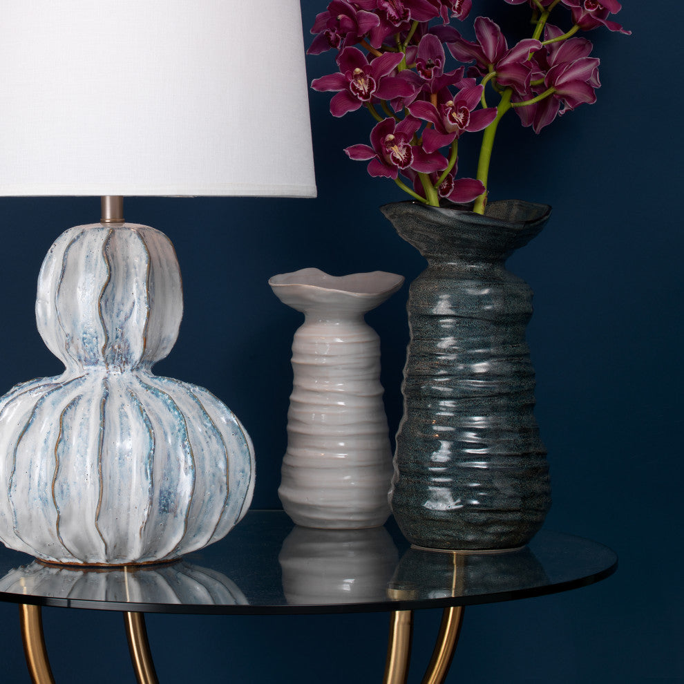 Medium Marine Vase, Pearl Cream Ceramic