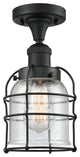Franklin Restoration Small Bell Cage 1 Light Semi-Flush Mount in Matte Black