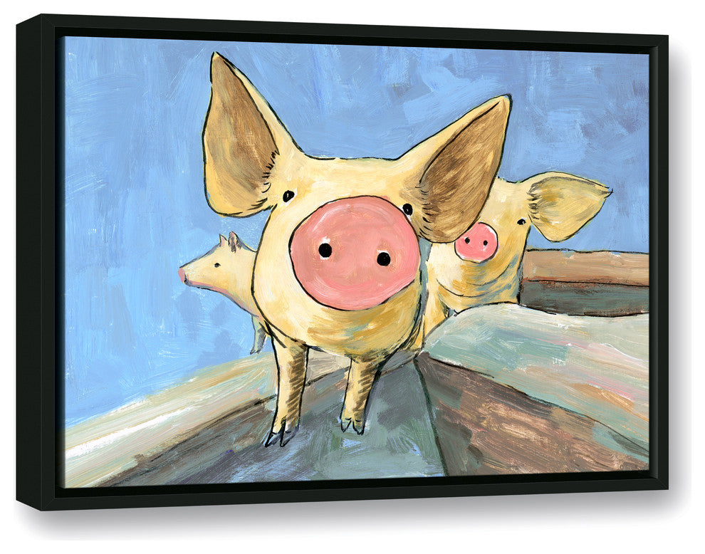 Three Little Pigs 18x24 Black Floating Framed Canvas