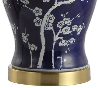 Gracie 29.5" Ginger Jar Ceramic, Metal LED Table Lamp, White, Navy