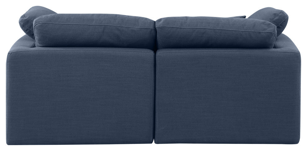 Indulge Upholstered Modular Sofa, Navy, 2-Piece: 2 Corner Chair, Down Stuffed Linen Textured Fabric