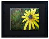 'Black Eyed Susan' Art, 16x20, Black Frame, Black Mat