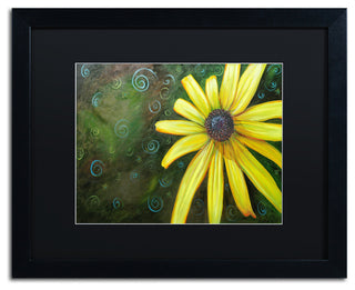 'Black Eyed Susan' Art, 16x20, Black Frame, Black Mat