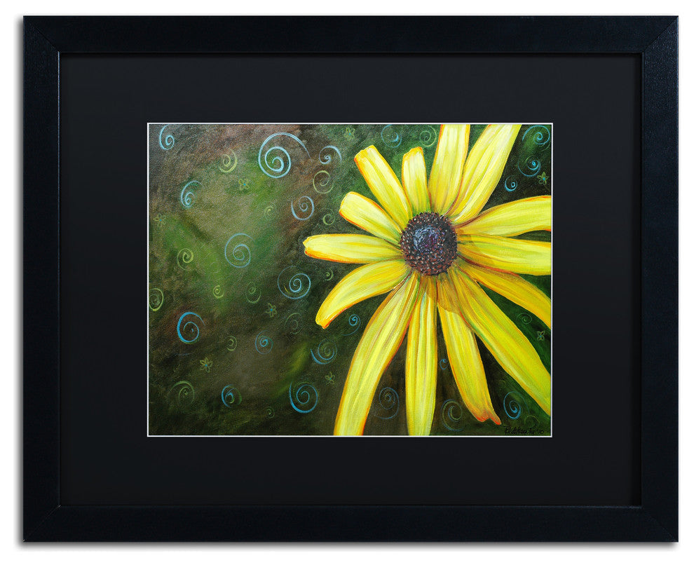 'Black Eyed Susan' Art, 16x20, Black Frame, Black Mat