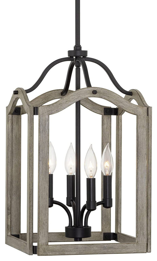 4 Light Farmhouse Chandelier Vintage Wood Pendant Light