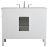 Home Living Vanity with Carrara White Marble Countertop, White, 42", Single Sink