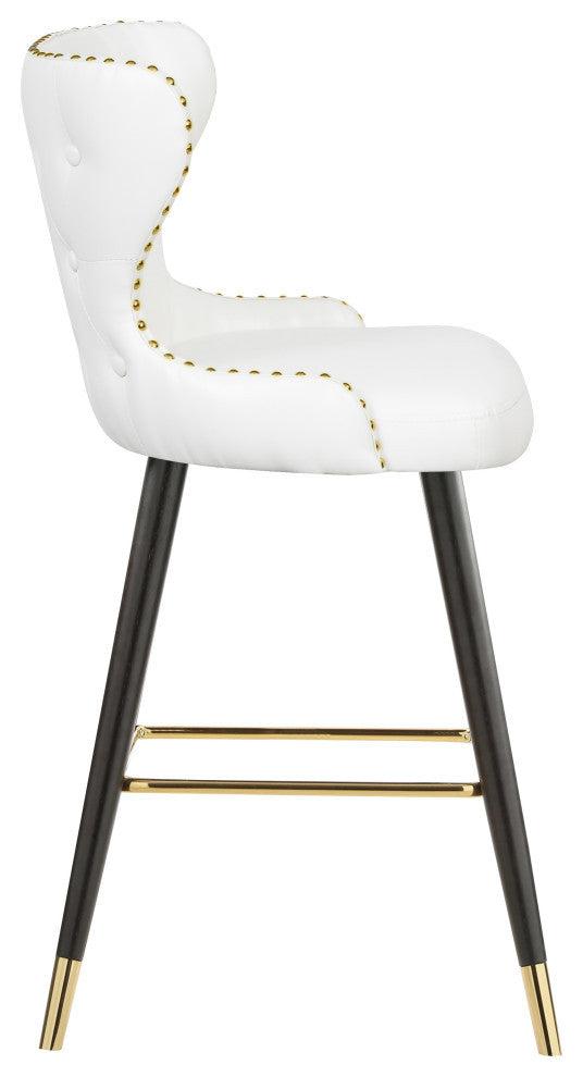 Hendrix Faux Leather Upholstered Bar Stool, Set of 2, White