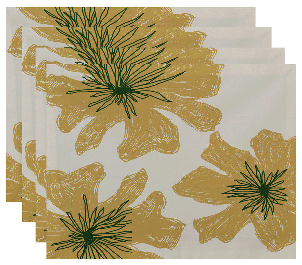 Polyester Placement, Floral, Set of 4