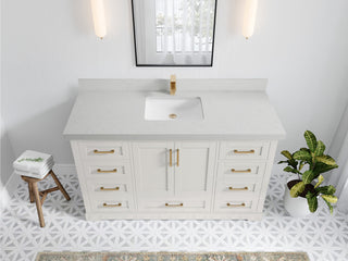 Boston 60" Single Bathroom Vanity in Alabaster 2" Carrara Quartz