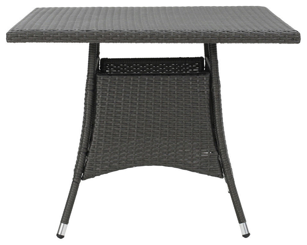 GDF Studio Colonial Outdoor Gray Wicker Square Dining Table