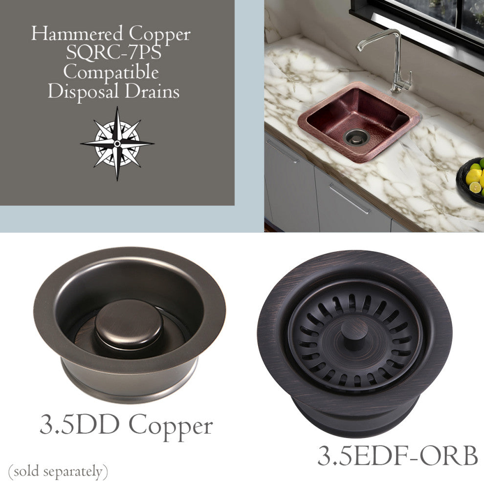 Nantucket Sinks'' SQRC-7PS Copper Square Bar Sink and Cutting Board