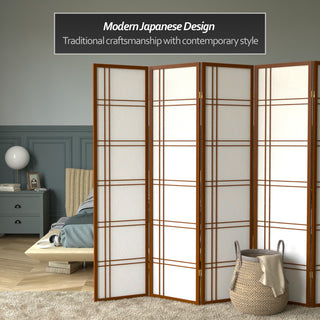6' Tall Double Cross Shoji Screen, Walnut, 8 Panels