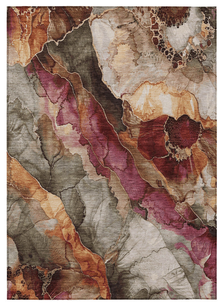 Machine Washable Indoor/Outdoor Chantille ACN1864 Khaki 10' x 14' Rug