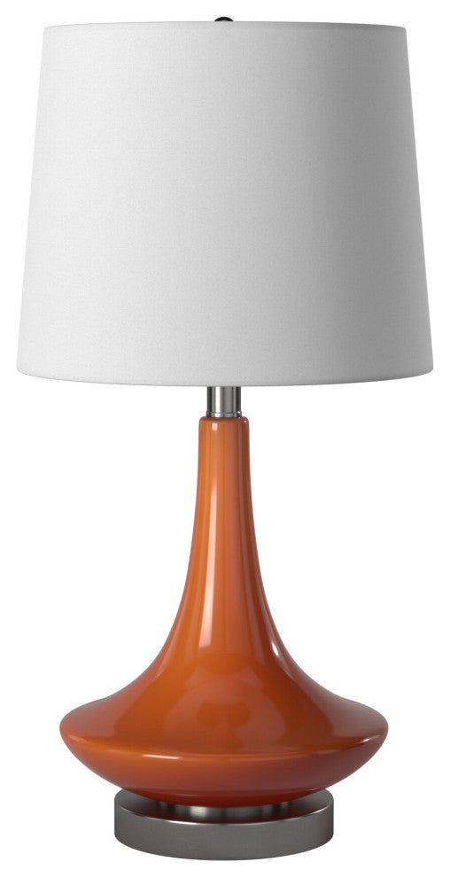 Retro Orange Glass Table Lamp With Steel Base