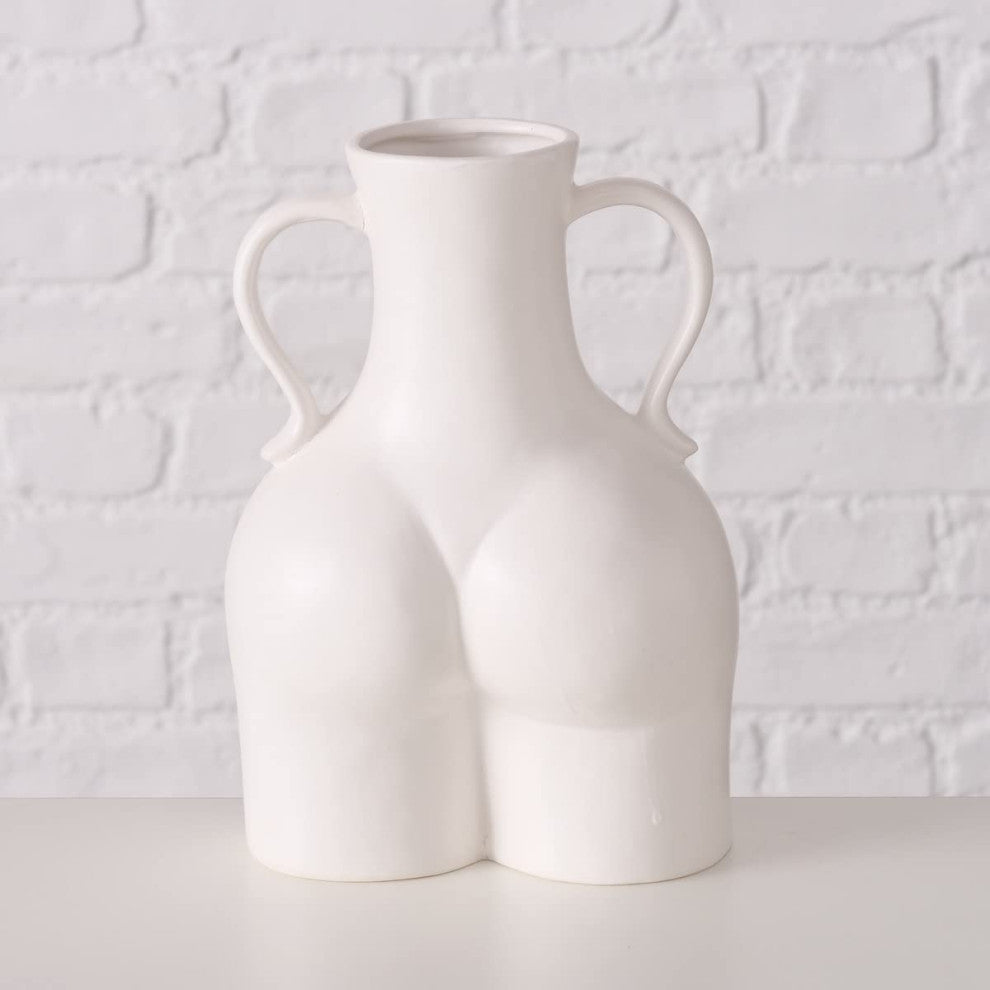 Body Shaped Ceramic Vase, 8.75", White