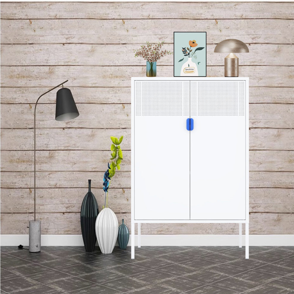 Metal Storage Locker Cabinet With Adjustable Shelves White