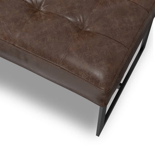 Penelope Leather Ottoman Bench, Brown