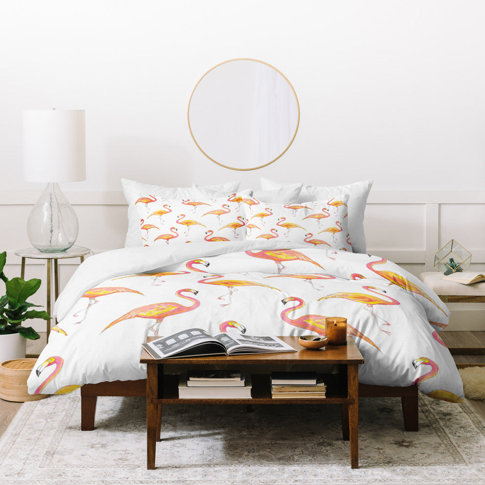Deny Designs Sophia Buddenhagen The Pink Flamingos Duvet Cover Set