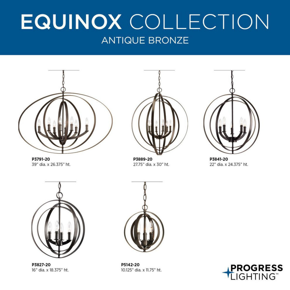 Equinox 5-Light Chandelier, Antique Bronze