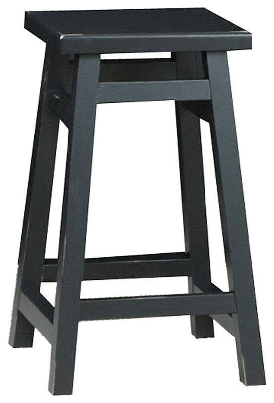 24" Black Solid Wood Backless Counter Height Bar Chair