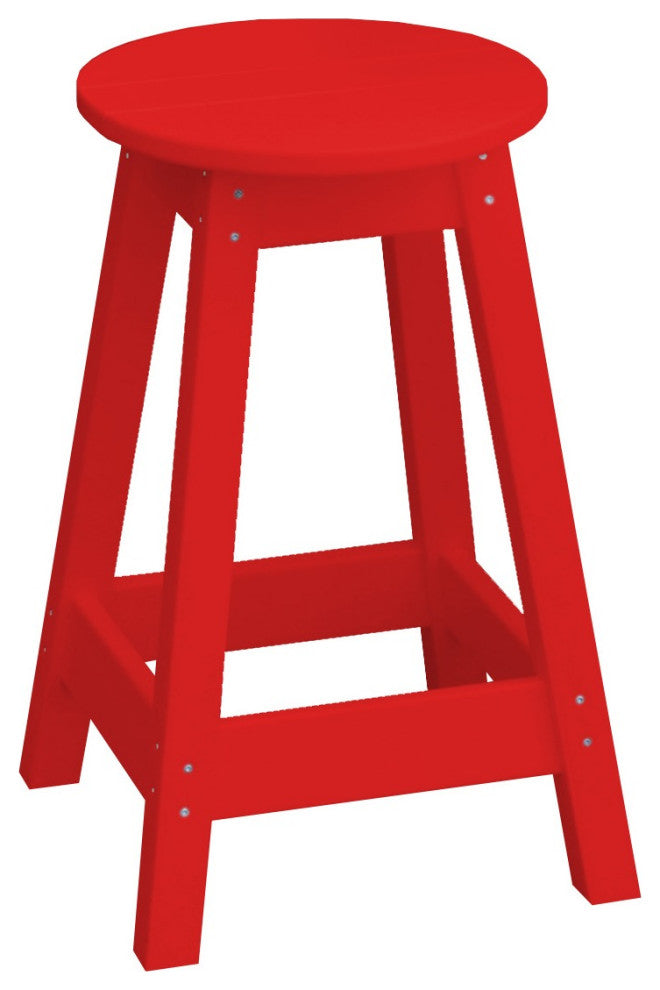 Poly Lumber Bar Stool, Bright Red, Dining Height, Round
