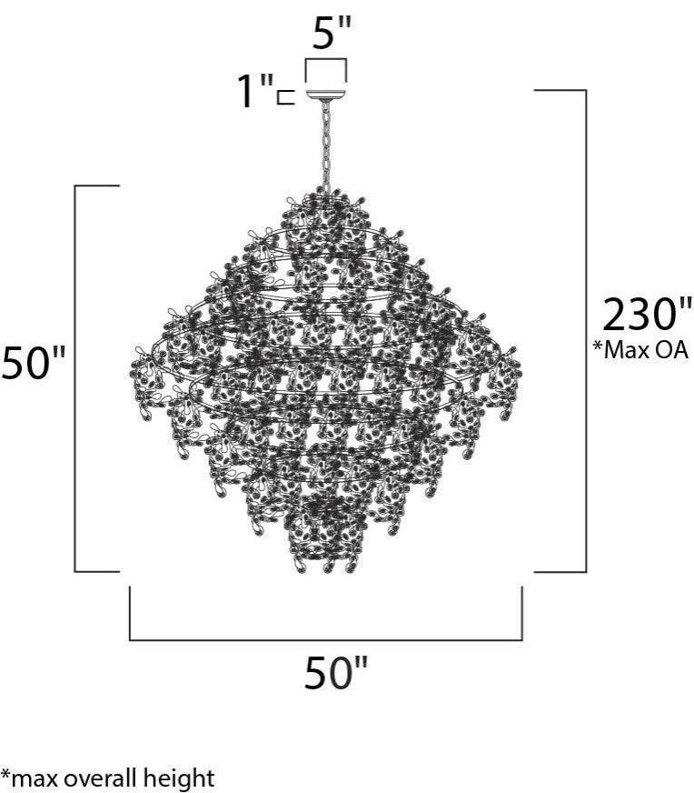 Maxim 24209 Comet 21 Light 50" Beveled Crystal Glass Pendant - Polished Chrome