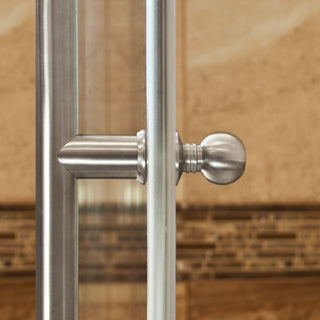 Shower Enclosures With 2 Panels, Frameless, 12mm Clear Tempered Glass, ULTRA-D, Brushed Nickel, 68-72"x79"x36"