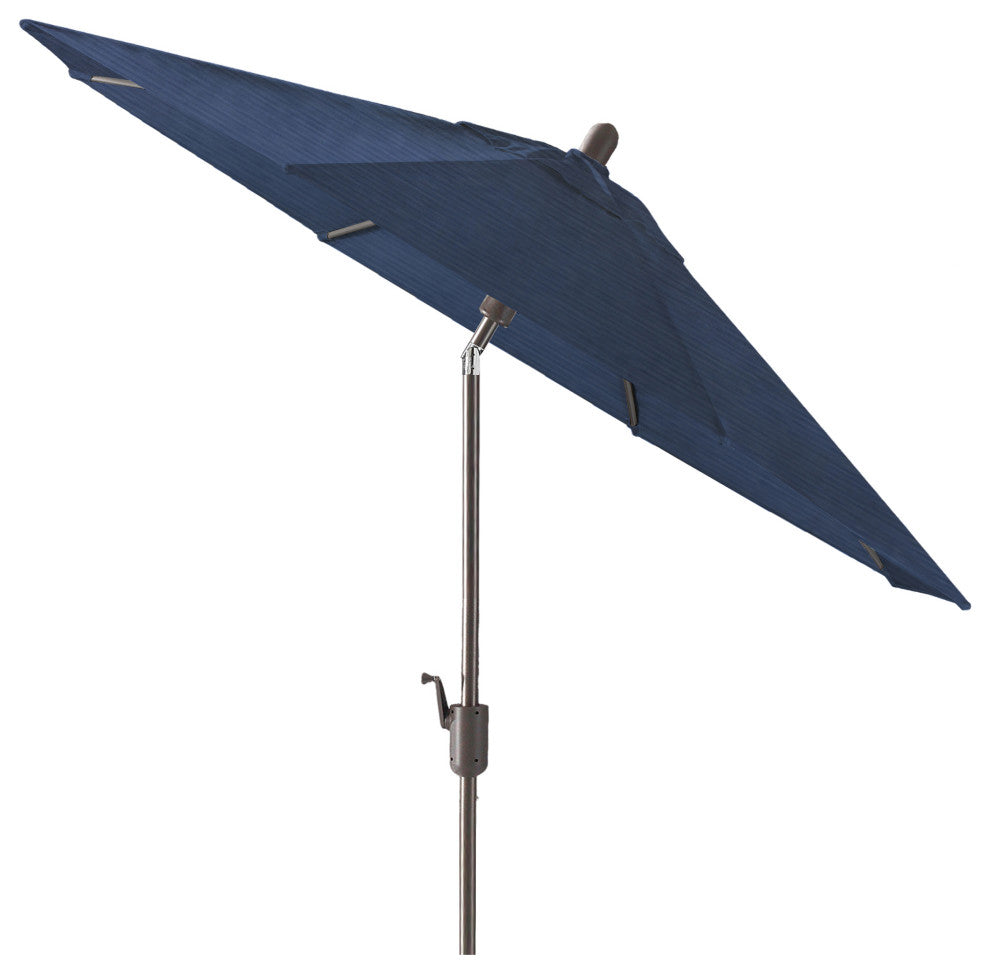 9' Round Push Tilt Market Umbrella, Navy, Antique Bronze Pole