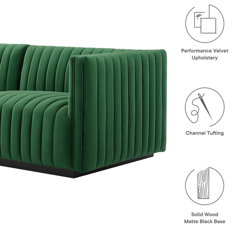 Modular Sofa Couch, Black Green, Velvet, French Lounge, Modern
