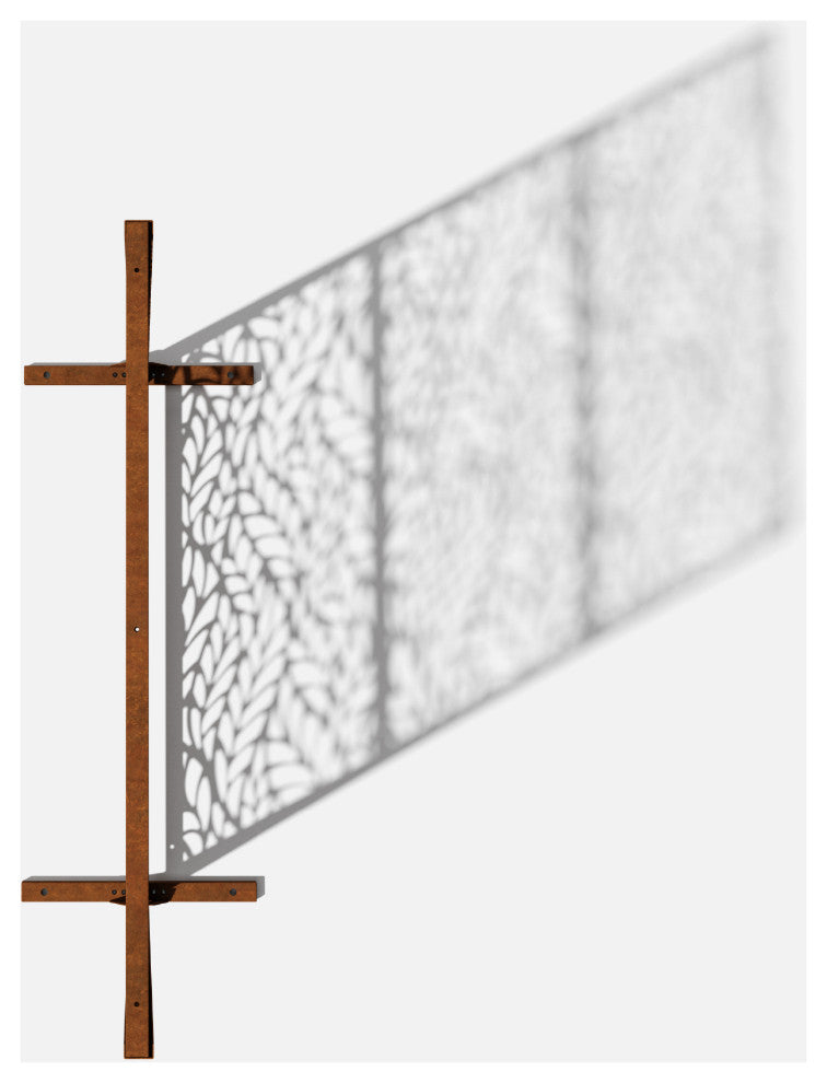 Alta Corten Steel Decorative Screen With Stand, Flowleaf