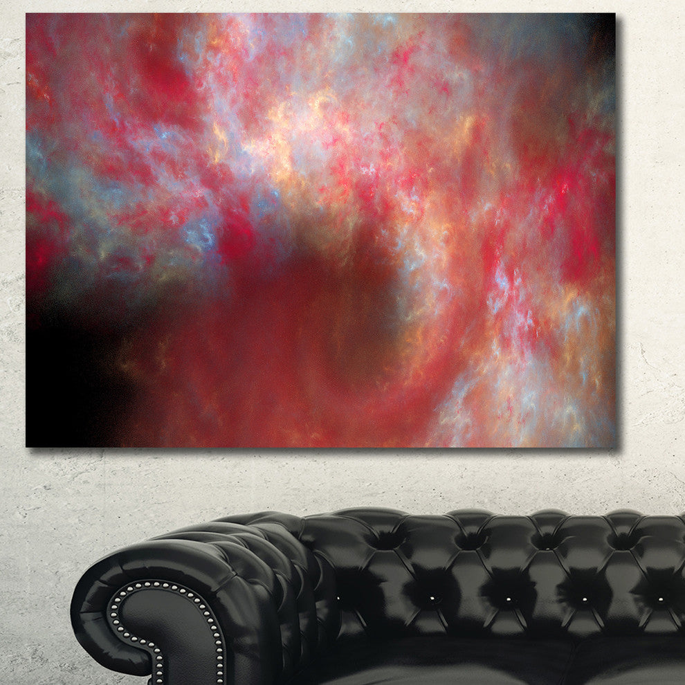 Red Starry Fractal Sky, Abstract Canvas Art Print, 60x40