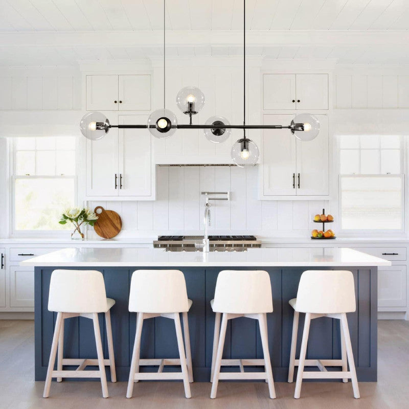 Ilbono | Nordic LED Pendant Light in the Shape of Glass Ball for Dining Room, Black, Smoky Glass, Warm Light