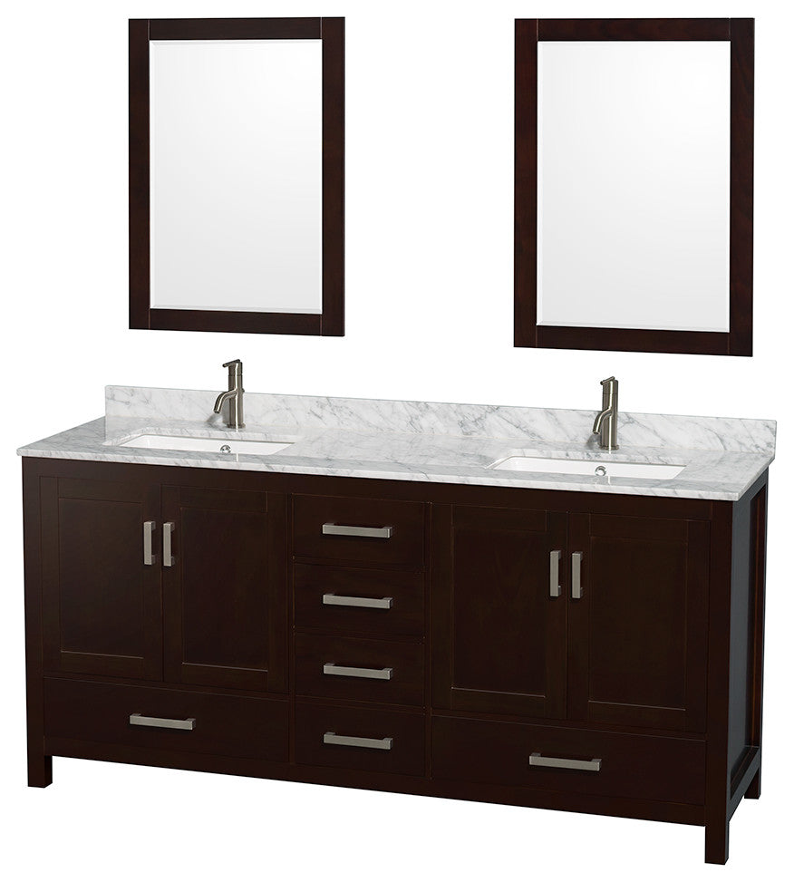 Wyndham WCS141472DESCMUNSM24 72 Inch Dual Bathroom Vanity in Espresso