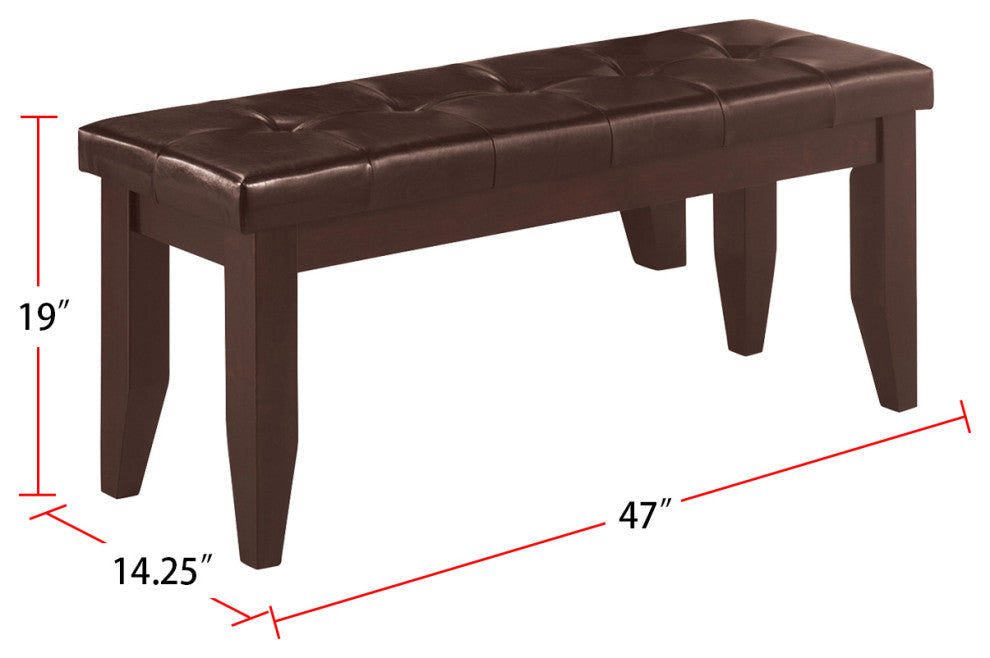 Faux Leather Dining Bench, Cappuccino and Black