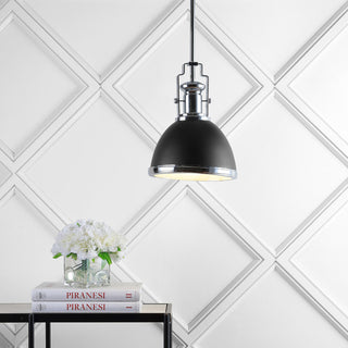 Homer Metal/Glass LED Flush Mount, Black/Chrome, 10" Width