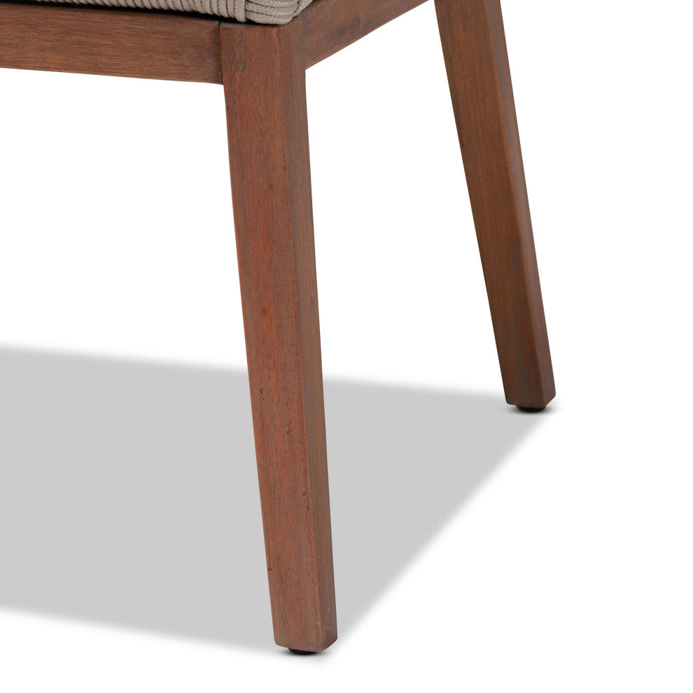 Jennifer Mid-Century Transitional Grey Woven Rope Mahogany Dining Arm Chair
