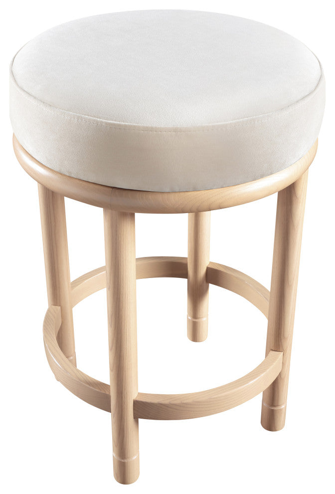 Monette Upholstered Bar and Counter Stool, Cream, Velvet, Natural Finish