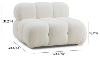 Calliope Cream Vegan Shearling Modular Armless Chair Cream