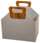 Modern and Sleek Collapsible Paper Beige Storage Basket with Bamboo Handles