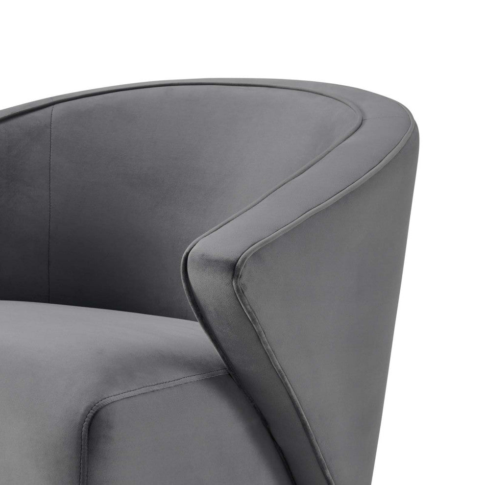 Armchair Accent Chair, Gray, Velvet, Modern, Mid Century Hotel Lounge Cafe