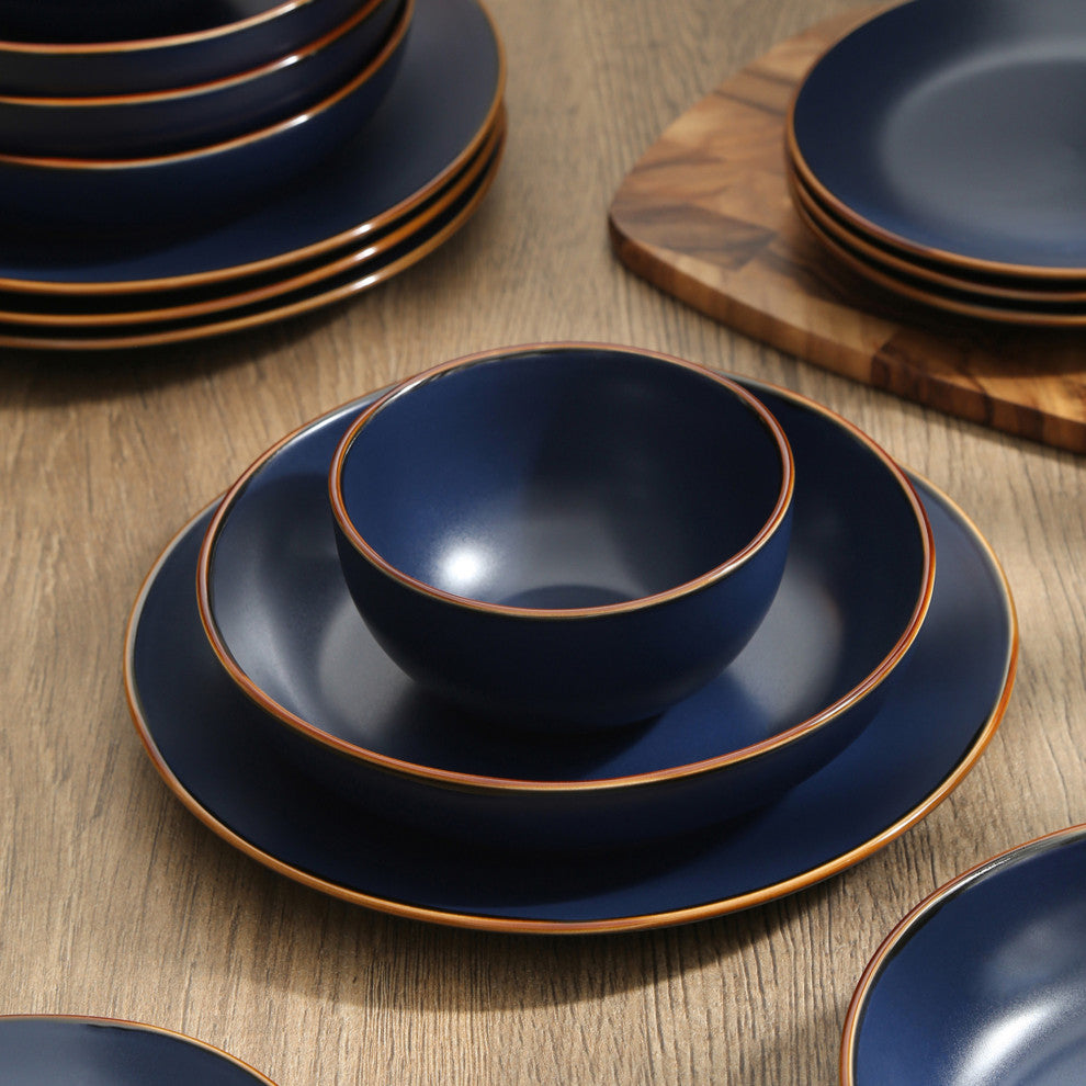 Stone Lain Brasa Stoneware 32 Piece Dinnerware Set, Blue