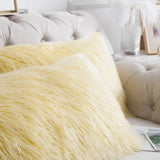 Mongolian Faux Fur Pillow Shell Set, Pineapple Slice, 14"x26"