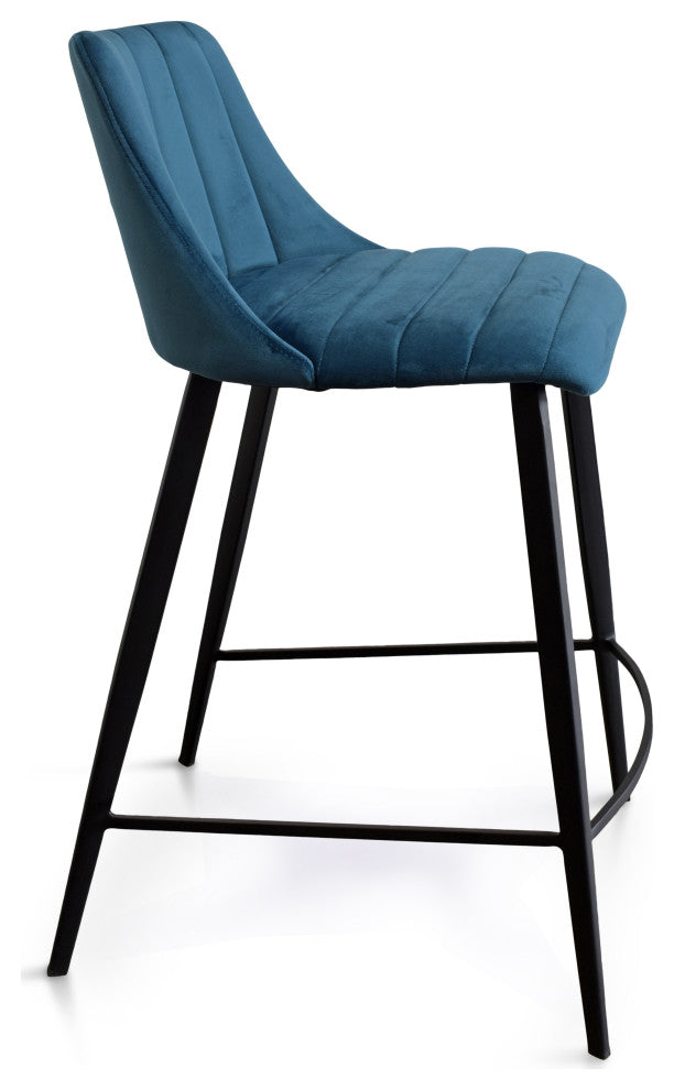 Archie Counter Stools, Blue Velvet, Set of 2